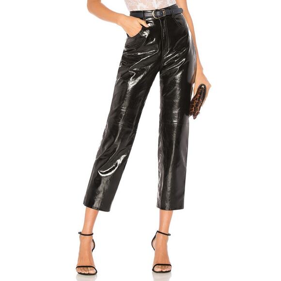 LPA 417 Pants Leather Black High Rise Size Small 600$ MSRP Dark Date Night Out - Picture 3 of 6